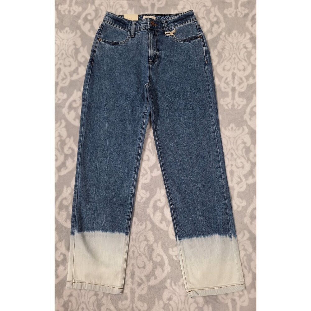 NWT Hint of Blu Clever Straight Dipped Dark Blue Denim Jeans/Size 25